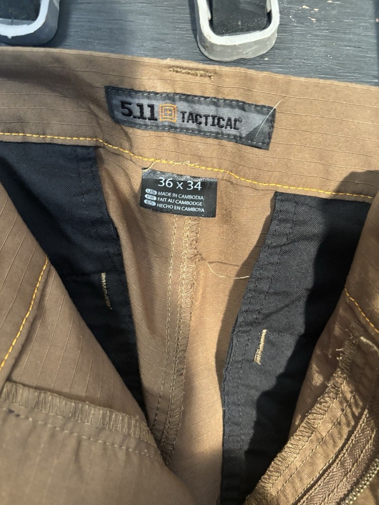 5.11 Tactical Pants Men Brown Solid Rip Stop Pattern Regular Size 36x34 US36/34