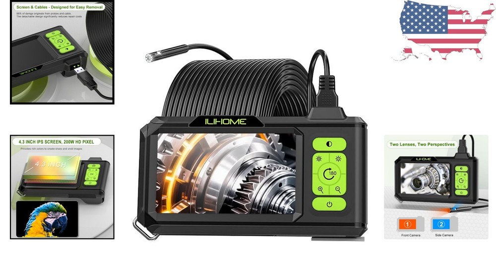 Waterproof 1080P Borescope with 16.5FT Semi-Rigid Cable & Smart Accessories