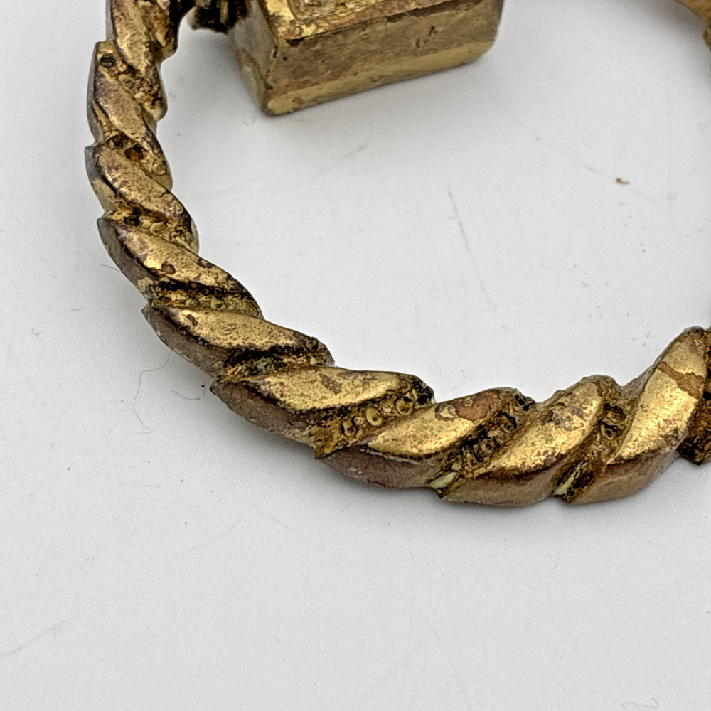Antique Brass Drop Ring Pull Handle 2.25" Victorian Drawer Trunk Hardware