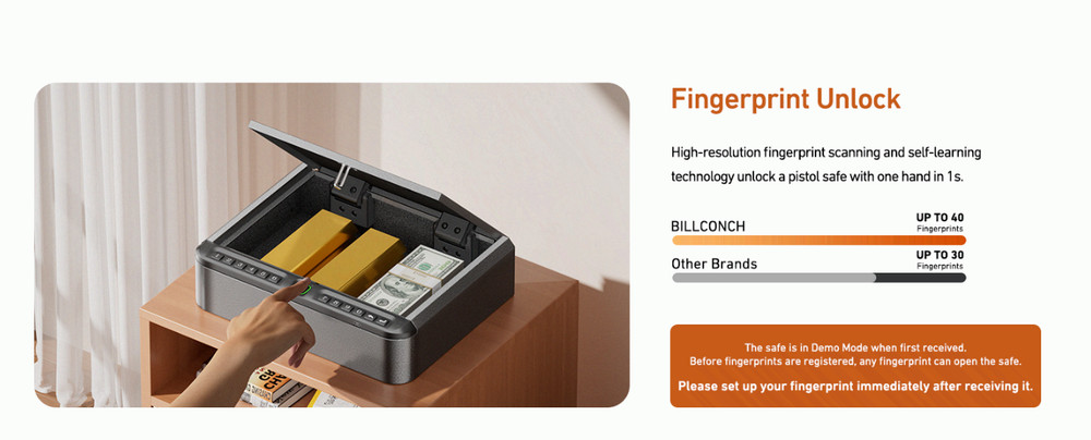Biometric Handgun Safe, 4-Way Access, Fingerprint, Keypad, Key & APP Lock