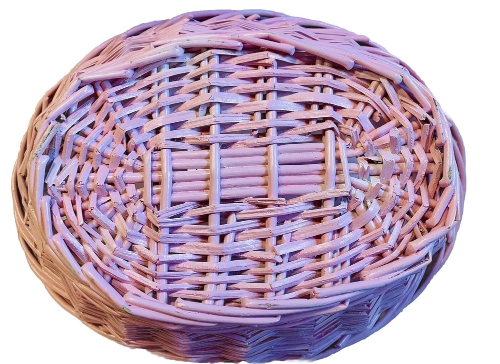 Oval Willow Pink Basket Wicker Easter Woven Tabletop Fruit Kitchen Decorative XL