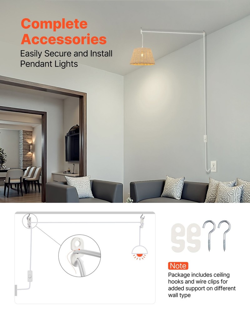 Plug in Hanging Light Cord Kit 16ft Lantern Extension Cords 2 Pack E26 Lig