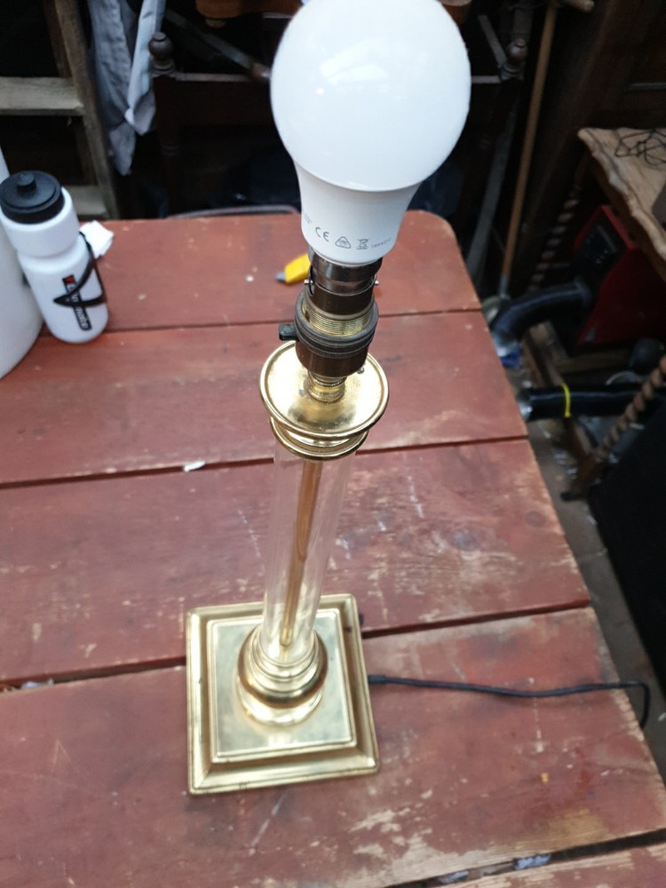 Single Column Table Lamp Brass And Glass Combination