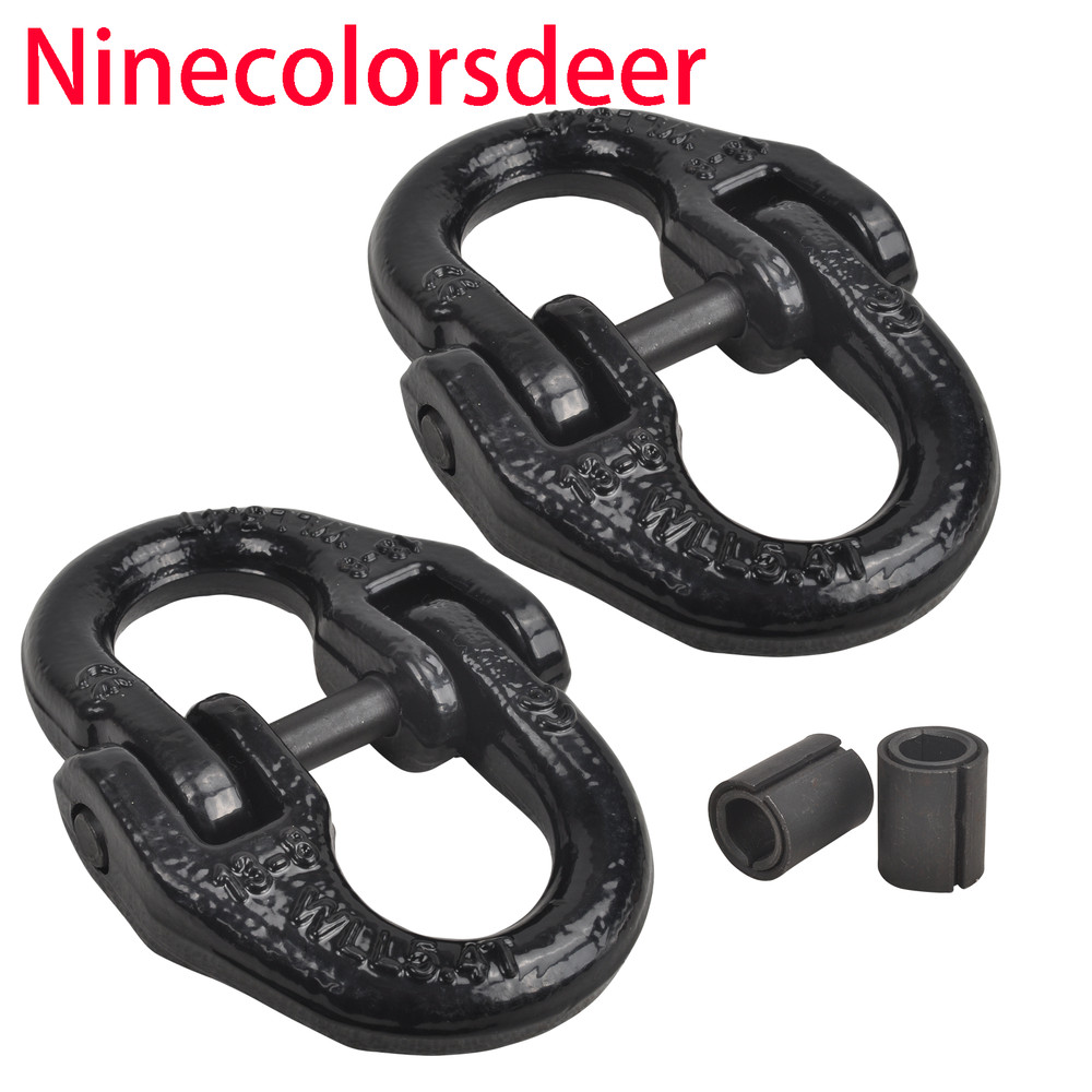 2Pcs 1/2" Grade 80 Coupling Link, Hammerlink, Hammer Lock Chain Connector Black