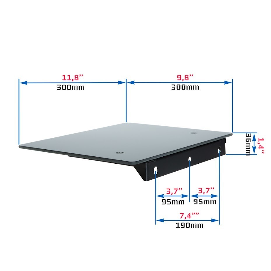 Single Glass Shelf Under TV Wall Mount Bracket Component Cable Box DVR DVD