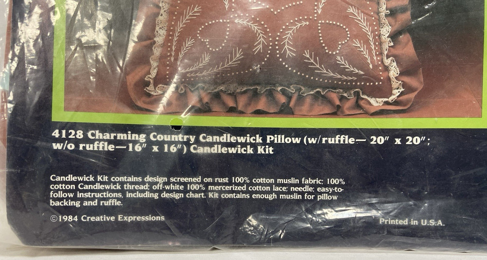 Creative Expressions Candlewick Pillow Kit 4128 Screened On Pattern Cotton Heart