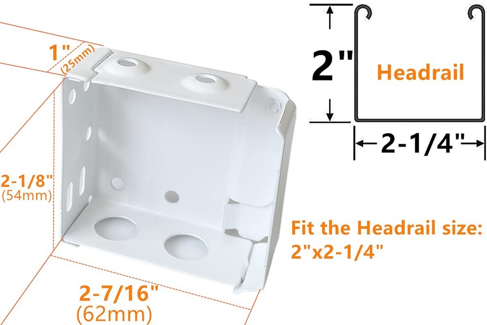 2pcs Box Mounting Bracket for High Profile Blinds 2inch White Color Window Bl...
