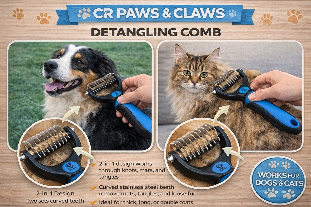 CR Paws & Claws Dog grooming comb-deshedding comb
