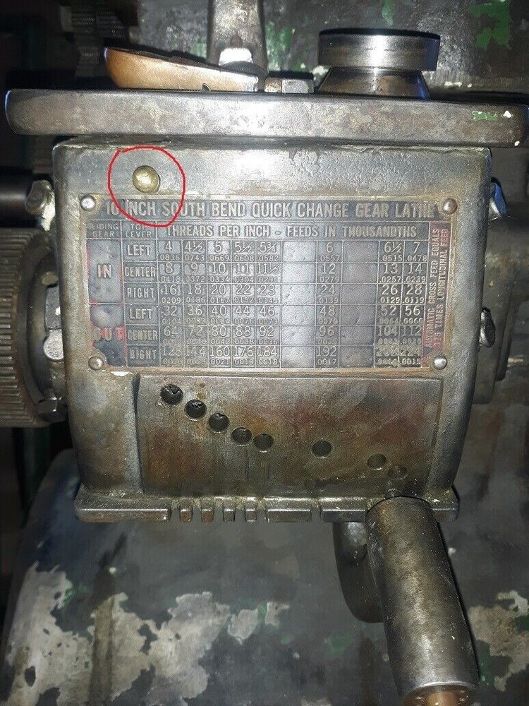 South Bend lathe Oil Port Plug!