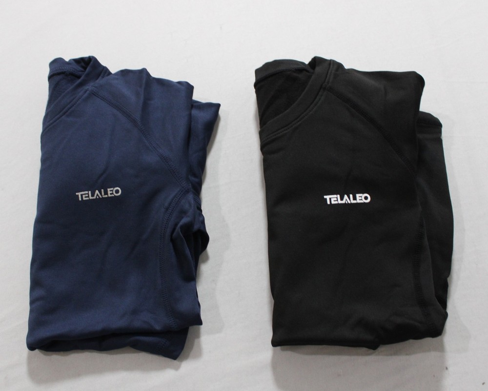 Telaleo Unisex Kids 2pc Compression Base Layer Undershirt EJ3 Black/Blue Size XS