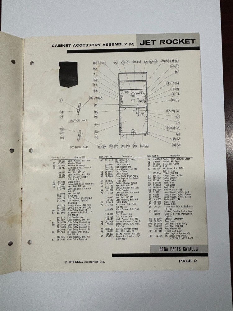 ORIGINAL-SEGA-JET ROCKET-PARTS CATALOG-SCHEMATICS