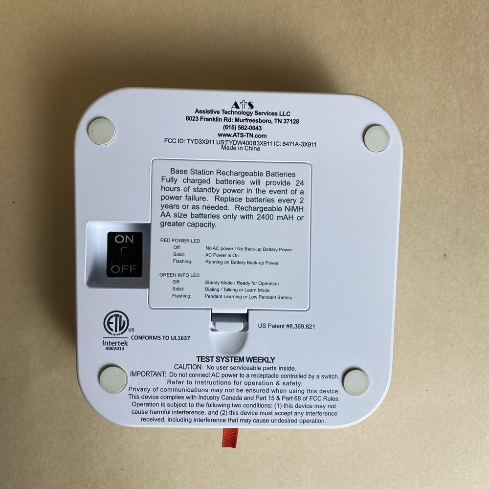 ATS Personal Emergency Response System 2-way Voice Pendant Communicator Set