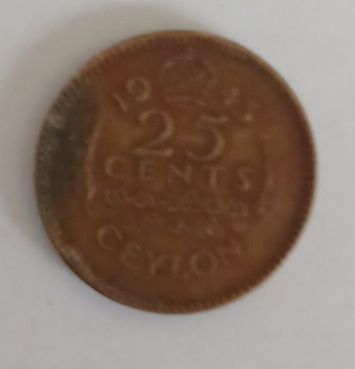 1943  - CEYLON - 25 CENT COIN - W19