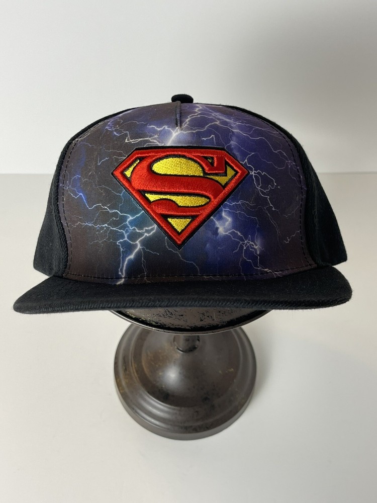 Superman Hat Cap 3D Stitch Logo Lightning Snapback Adjustable DC Hero Comics