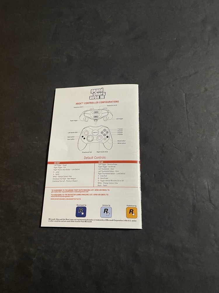 gta 3 xbox original Manual only