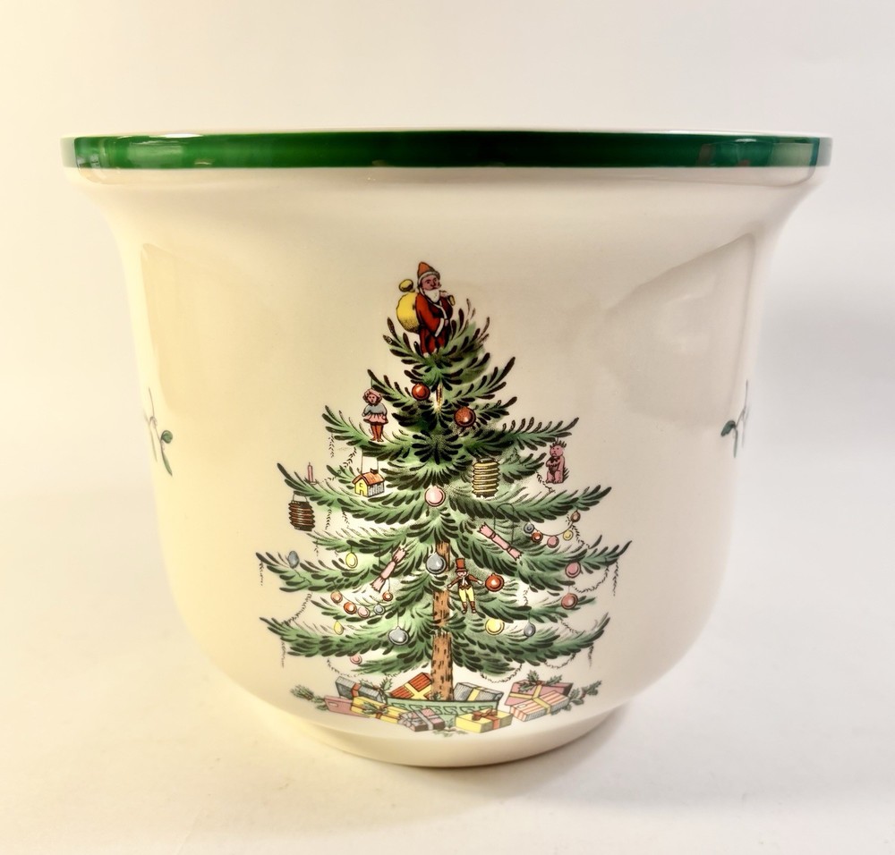 Spode Christmas Tree 5 3/8" by 6 5/8" Cachepot - England - EUC in Original Box