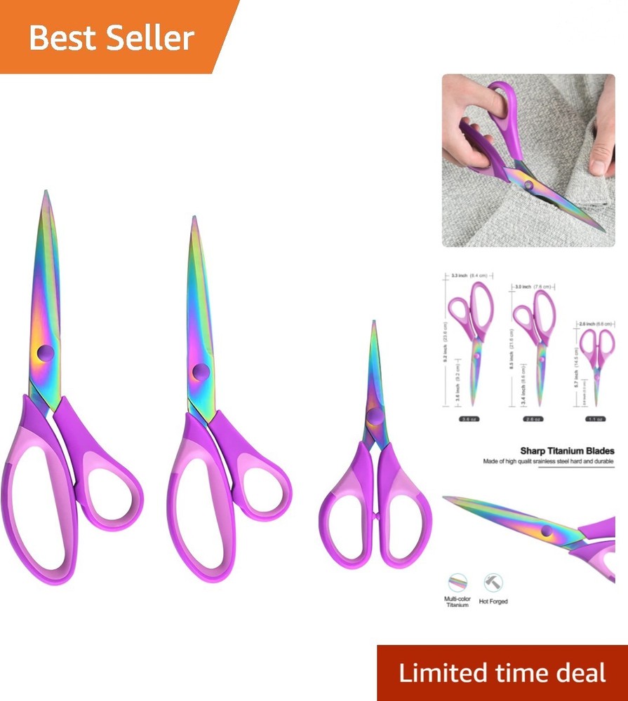 All-Purpose Scissors Set: 3 Sizes with Titanium Coating & Comfort Grip
