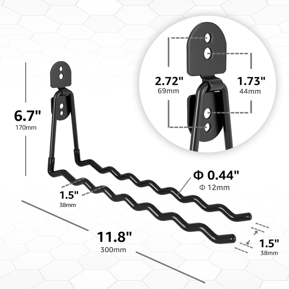 Garage Hooks, Large 2-Pack Shed Storage 11.8 Wave-shaped (2PACK) + 2 Straps