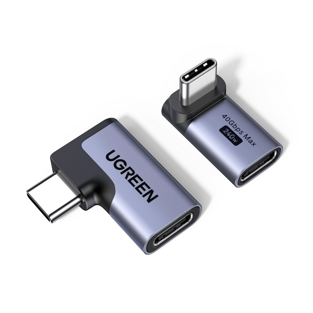 UGREEN 40Gbps Right Angle USB C Adapter Combo, 2-Pack 90 Degree space gray