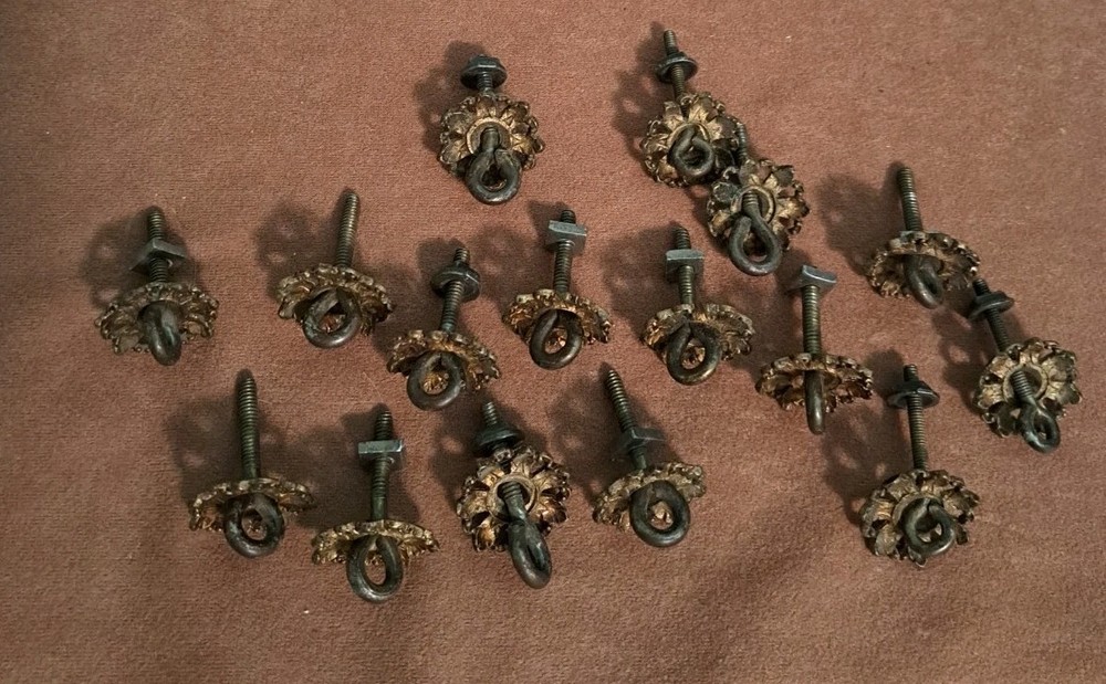 Brass Flower Drawer Pulls Lot Vintage