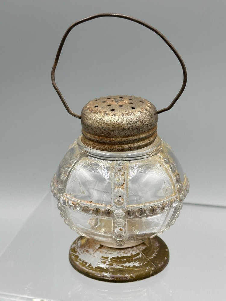 1910s Beaded LANTERN Glass CANDY CONTAINER Shaker E&A 405