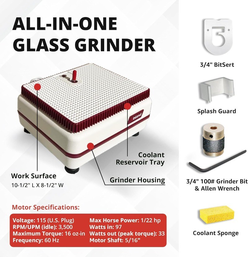 Precision Tool Edging Grinding Shaping Drilling Essential Stained Glass Grinder