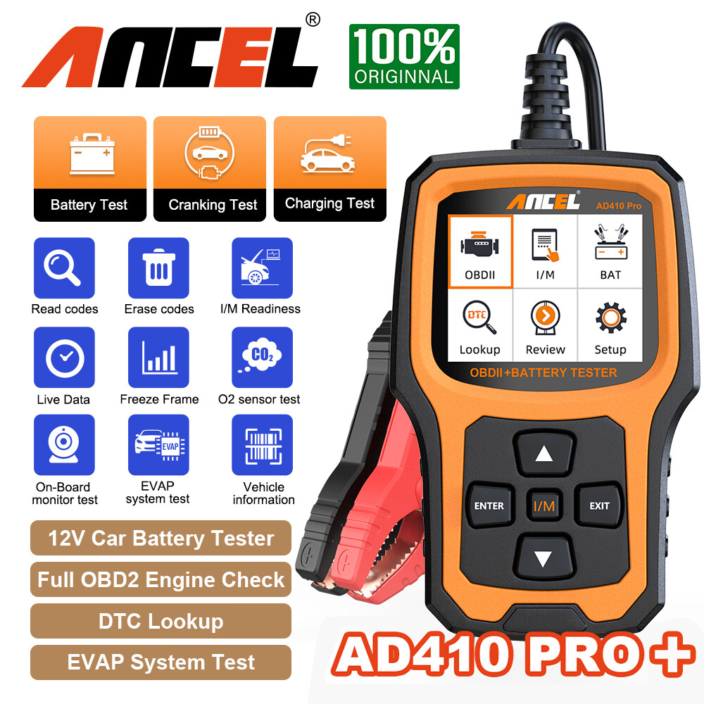 ANCEL AD410 PRO Battery Tester & OBD2 Scanner Auto Code Reader Diagnostic Tool