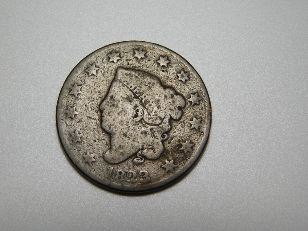 OLD  US  COPPER COINS  1823/2  CORONET  HEAD  LARGE CENT