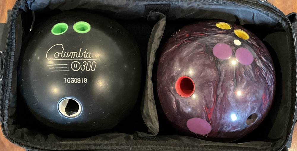 2 Bowling Balls And Roller Carry Case