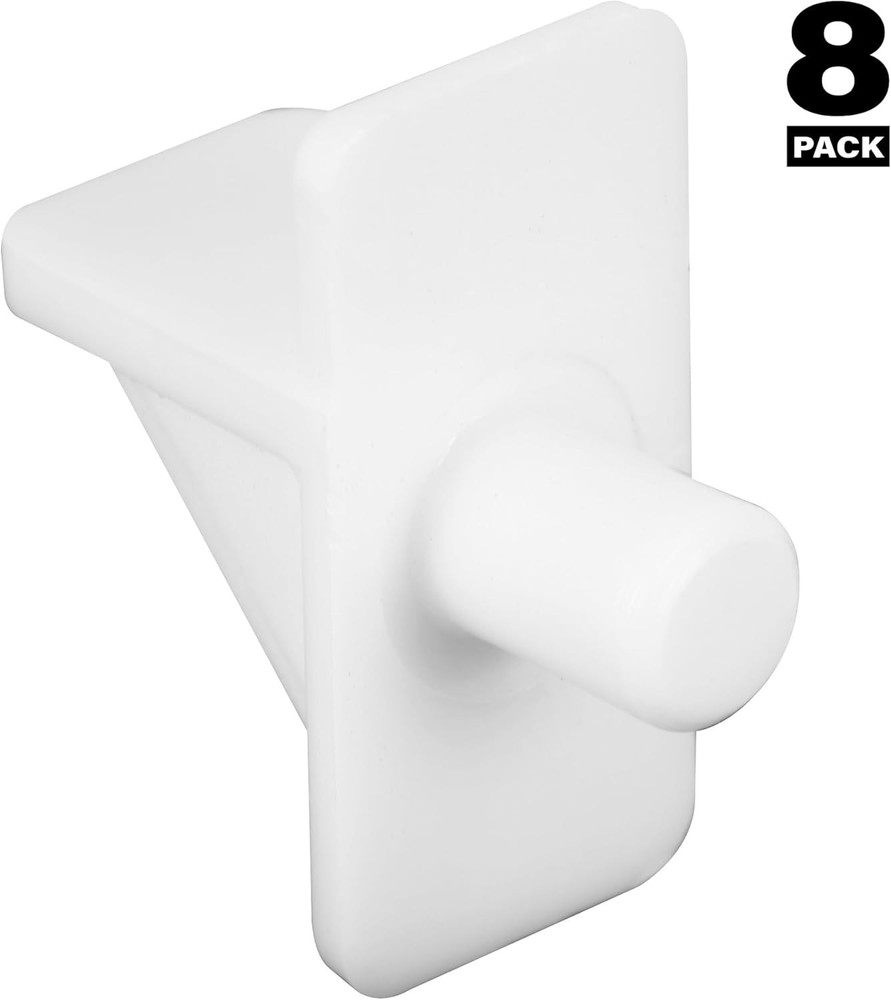 1/4 Inch White Plastic Shelf Support Pegs - 8 Pack, Easy to Install