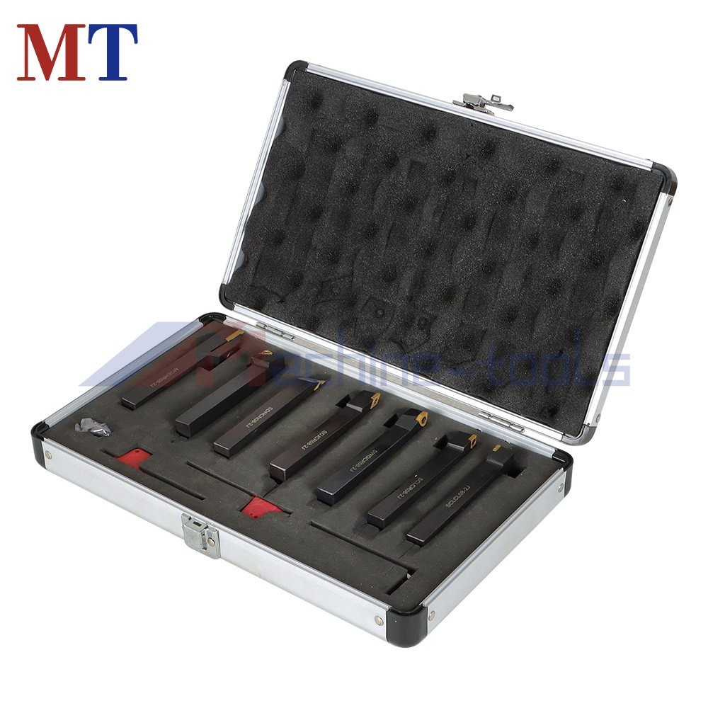 1/2"7x Carbide Indexable Turning Tool Lathe Tool Bit Thread Insert+Holder Kit