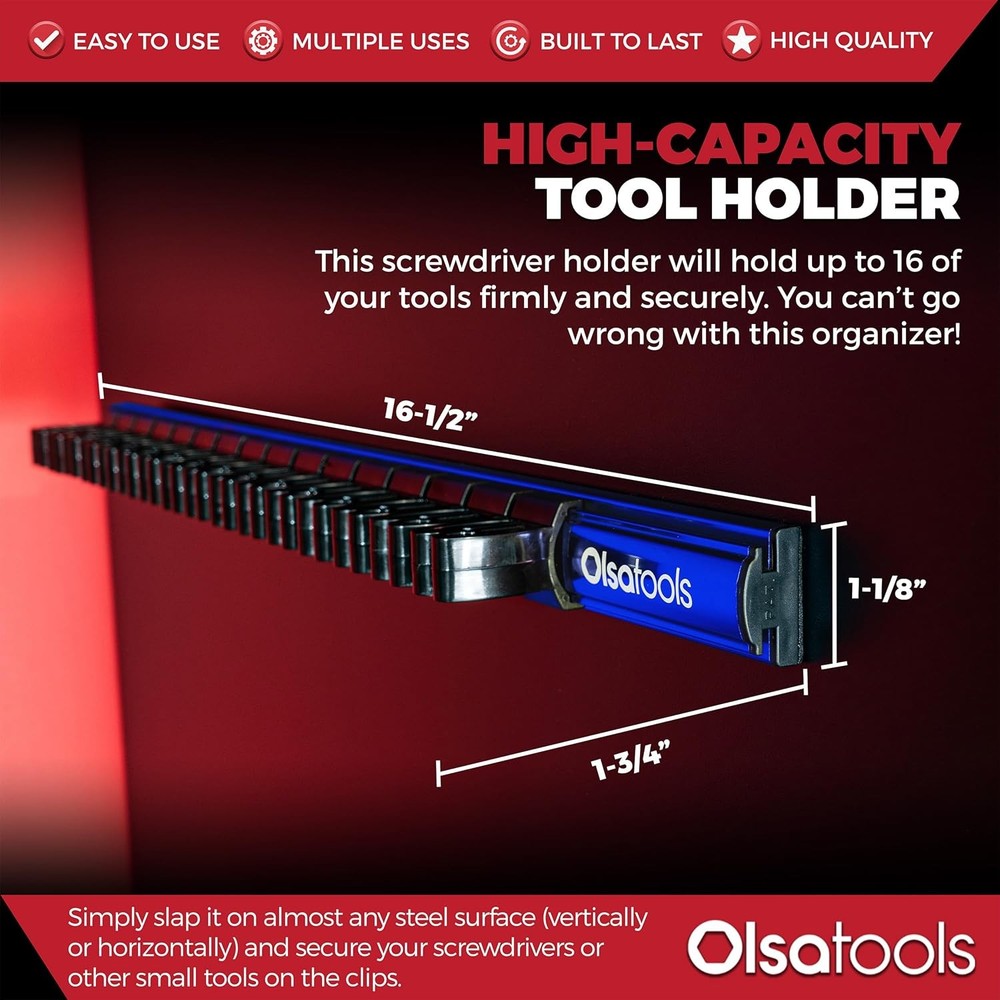Olsa Tools Magnetic Screwdriver Organizer - Screwdriver Holder
