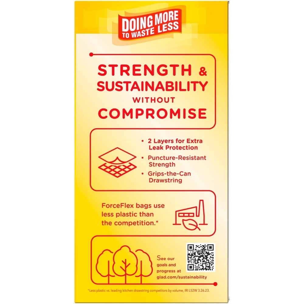 Glad ForceFlex Tall Kitchen Drawstring Trash Bags, 13 Gallon, Gain Original with