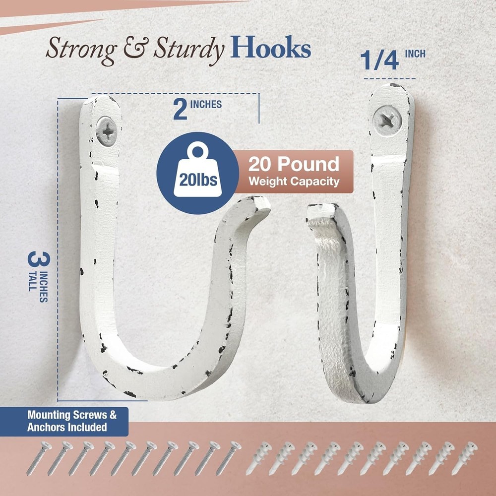 Decorative Rustic Hooks for Coats or Pots - 10 Pcs