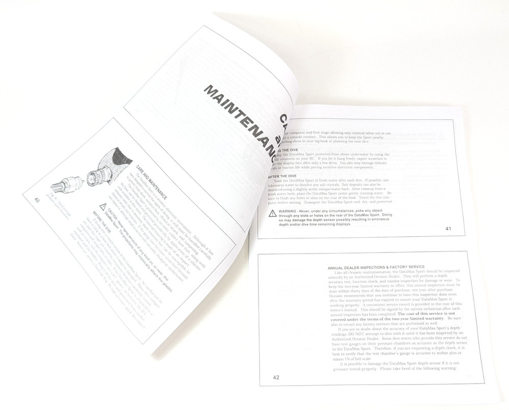 Oceanic Data Plus Scuba Dive Computer Manual Printed Ocean Glow DataPlus 95 Page