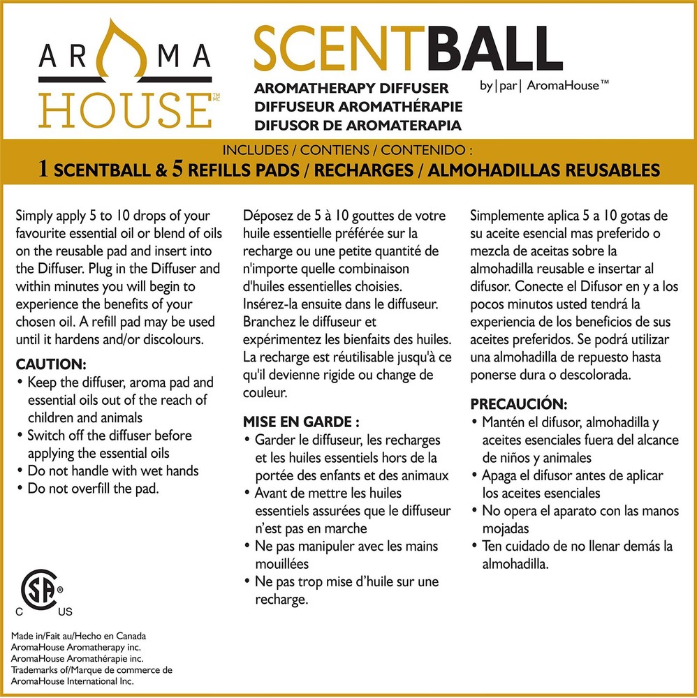Aromatherapy Diffuser Bundle with Scentball, Aromakey USB & Refill Pads (10) ...