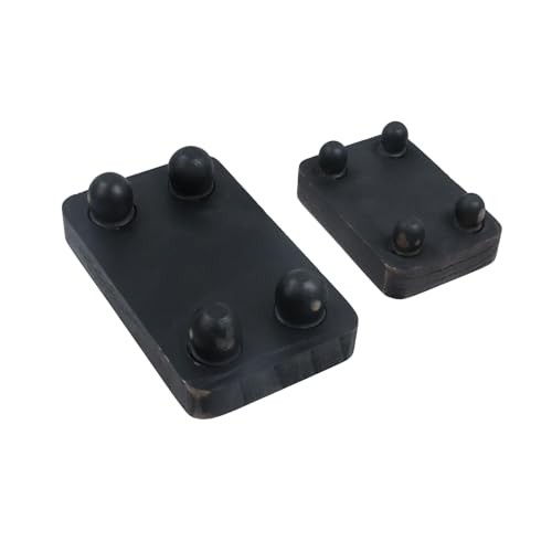 2Pcs Rectangular Wood Carved Stand Base,Chinese Solid Wood Base, Black Vase