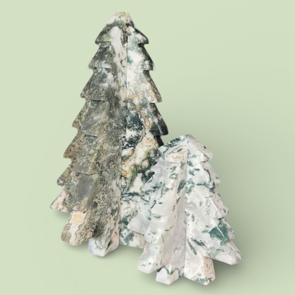 Moss Agate Tree Puzzle set