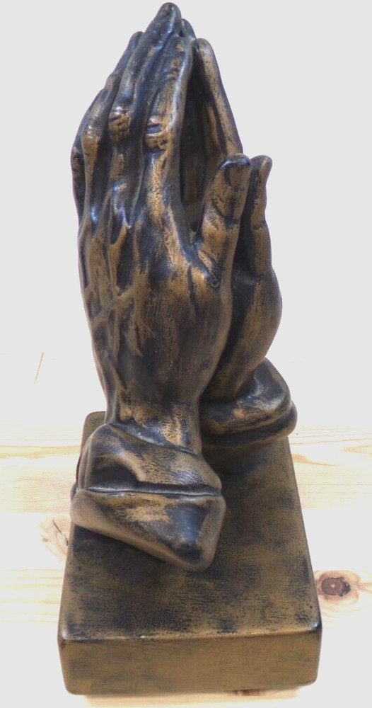 Atlantic Mold Co Praying Hands Ceramic Made by J L 1979 Bronze Colored