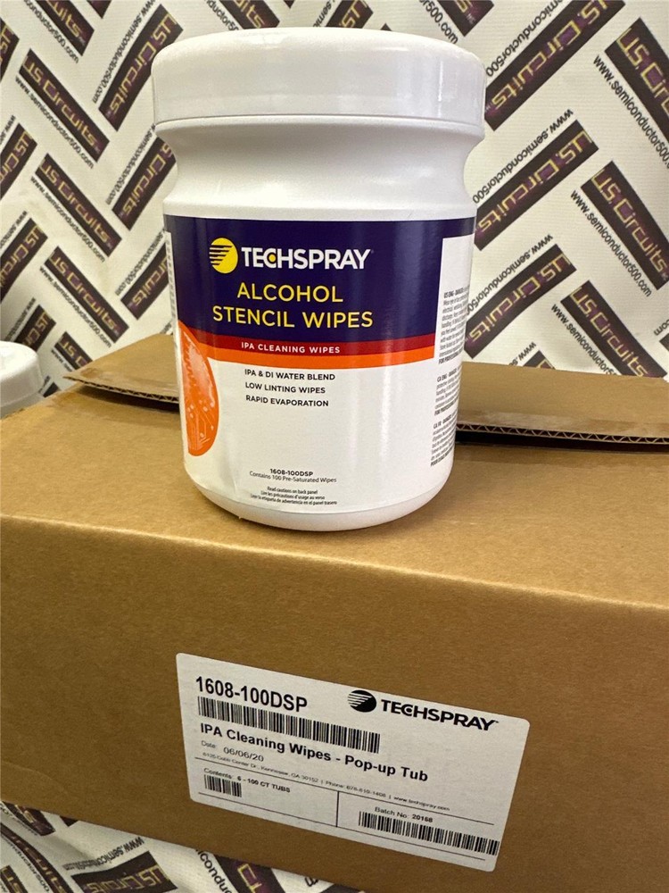 1case (6pcs) Tech Spray 1608-100DSP IPA CLEANING WIPES