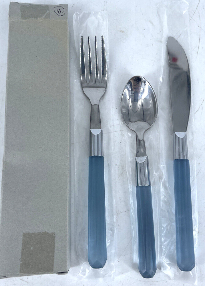 1 Place Setting Stanley Roberts CITY LIGHTS Blue Plastic Handle FORK Knife SPOON