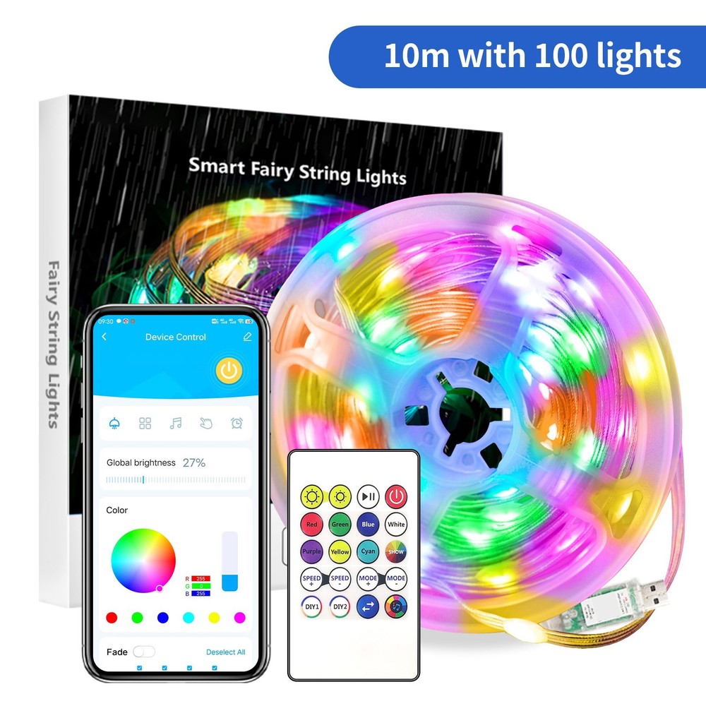 LED Smart Fairy String Lights, Color-Changing, Music Sync, App & Remote Control