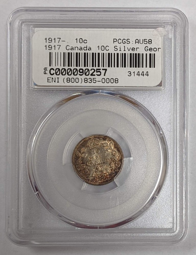 1917 Canada 10c PCGS AU 58