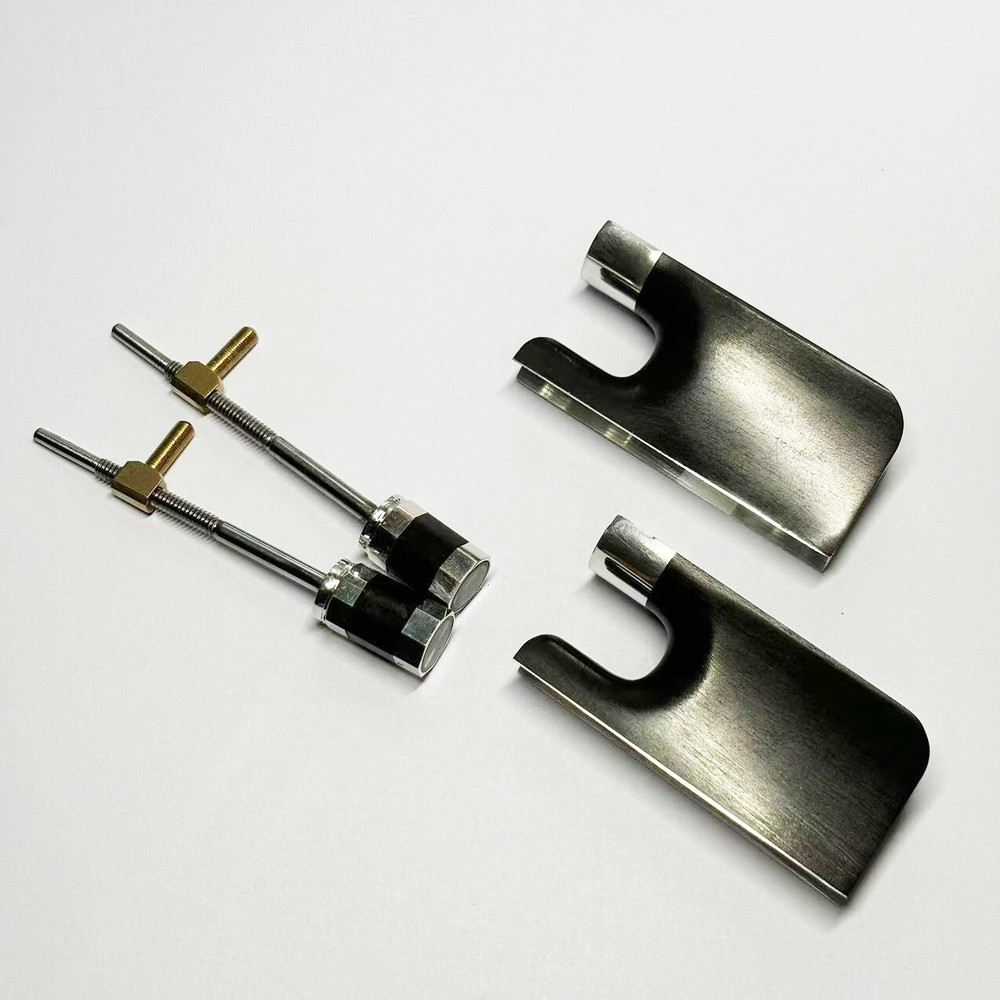 2 Sets 4/4 Cello Bow Ebony Frog Blank without Eyes Inlaid Silver Fitting Button