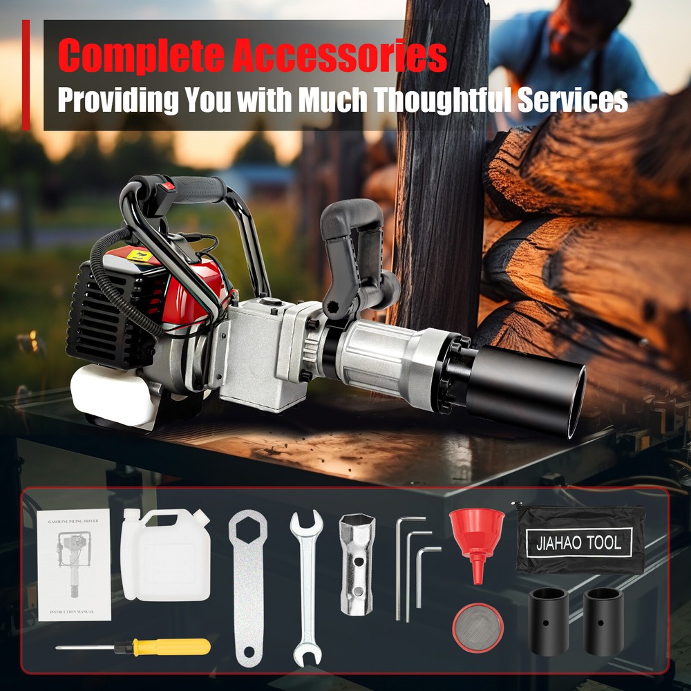 Gas Powered T-Post Driver 2 Stroke Pole Pounder Pile Driver Hammer Portable