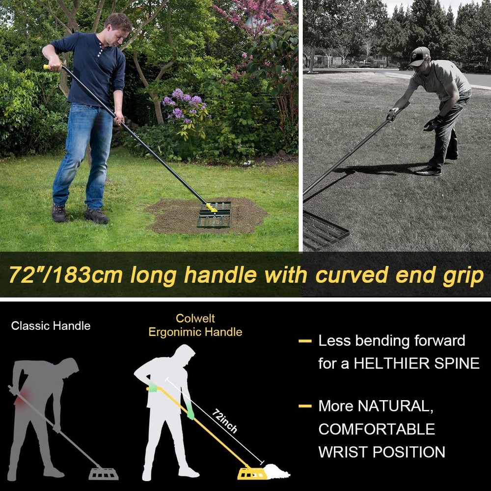 Lawn Leveling Rake 31'', Hefty Lawn Leveler Rake for Grass Soil, Leveling Rak...