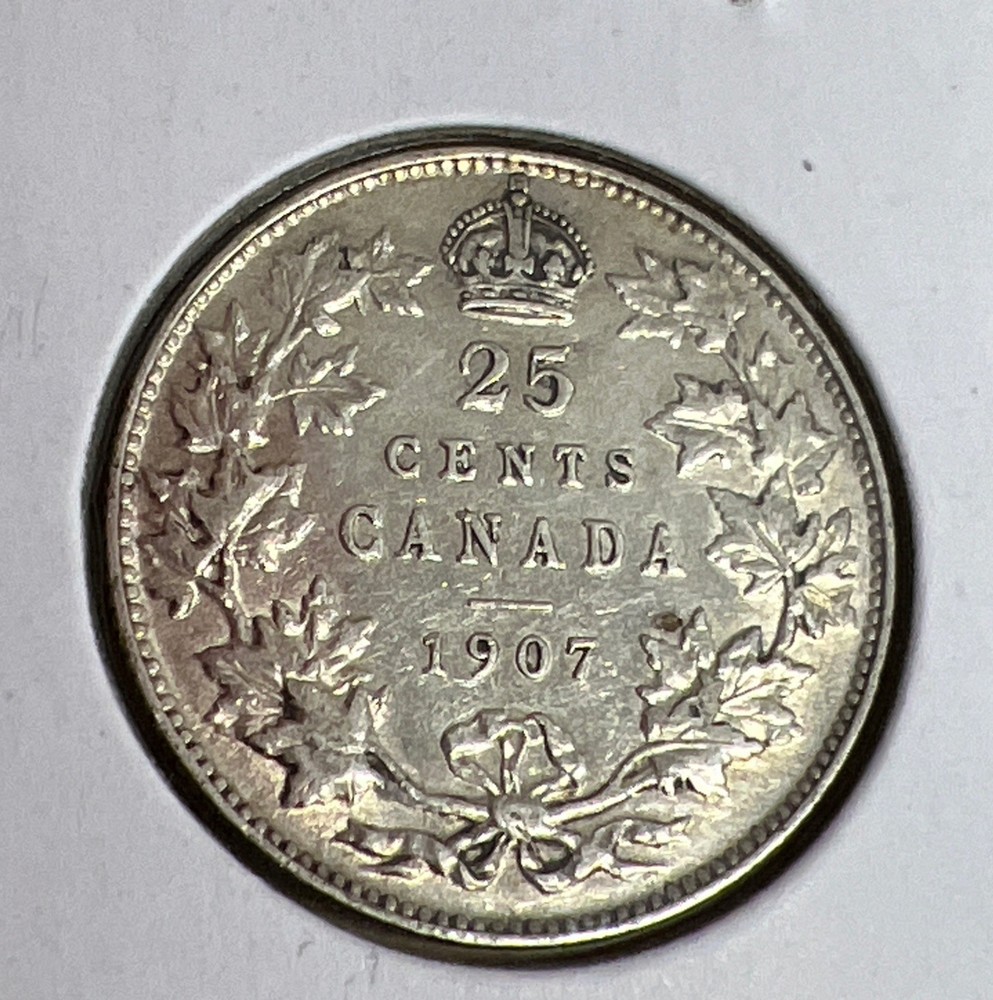 1907 Canada 25 Cents Silver Coin