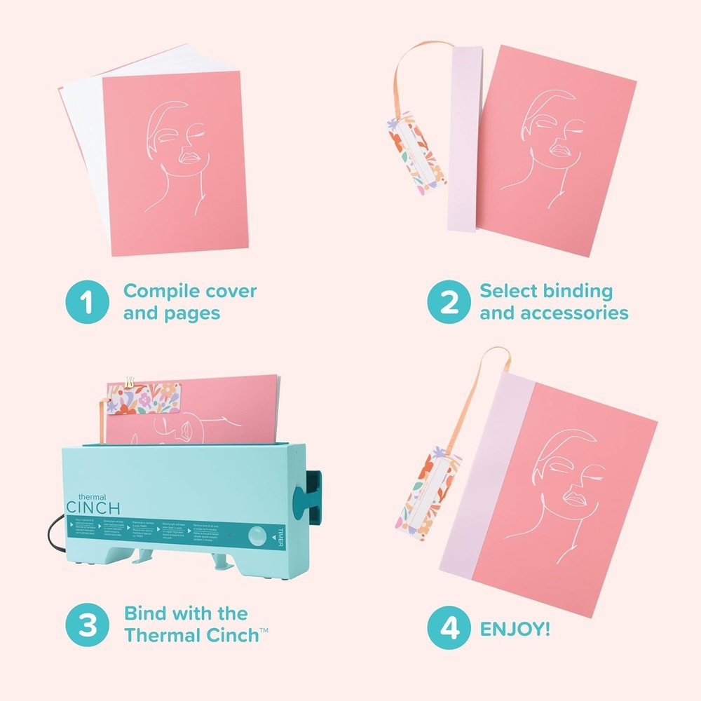 12in Thermal Binding Machine Kit Pink w/ Spines & Clips