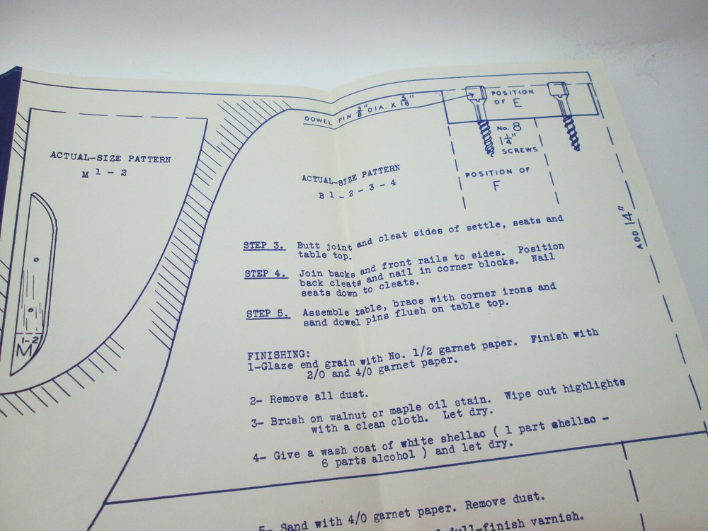 Vintage Ruth Spears Home Workshop Patterns Dinette Set Dinner Table Instructions
