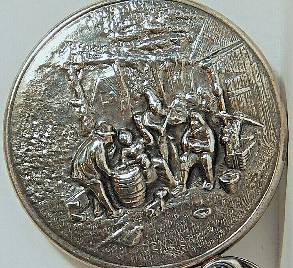 HANS JENSEN DENMARK HAND MIRROR REPOUSSE SILVERPLATE BEVELED